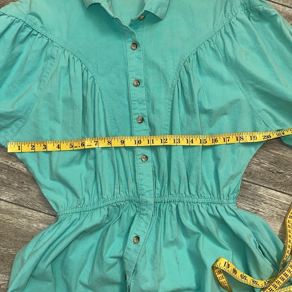 VINTAGE J. Ellis II Dress 80s 90s Shirt Dress Teal Button Down See Measurements - Picture 5 of 11